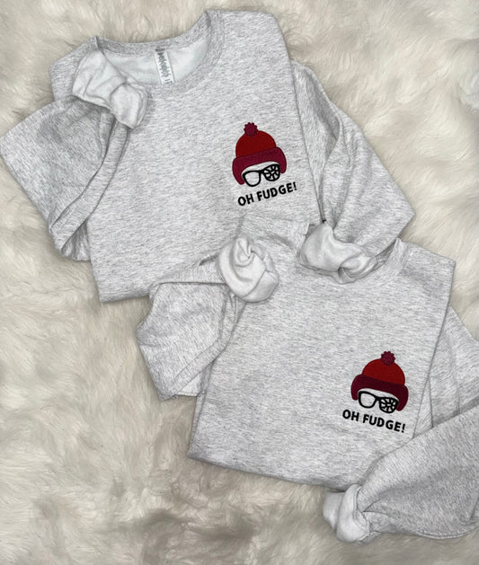 Oh Fudge Christmas Embroidered Sweatshirt