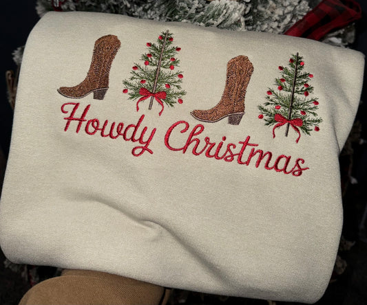 Howdy Christmas Western Embroidered Sweatshirt