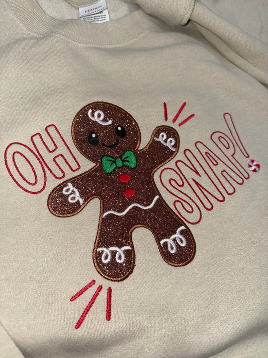 Oh Snap Christmas Gingerbread Embroidered Sweatshirt