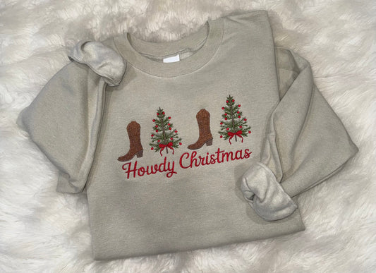 Howdy Christmas Western Embroidered Sweatshirt