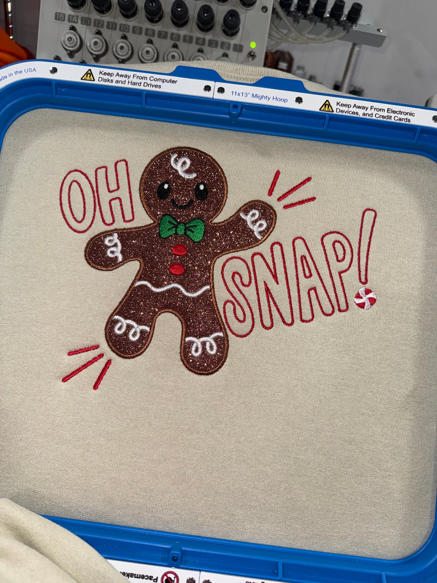 Oh Snap Christmas Gingerbread Embroidered Sweatshirt