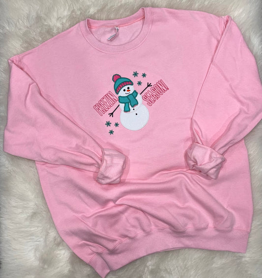Freezin Season Winter Embroidered Sweatshirt Pullover