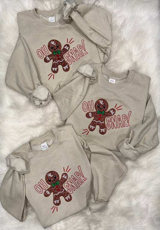 Oh Snap Christmas Gingerbread Embroidered Sweatshirt