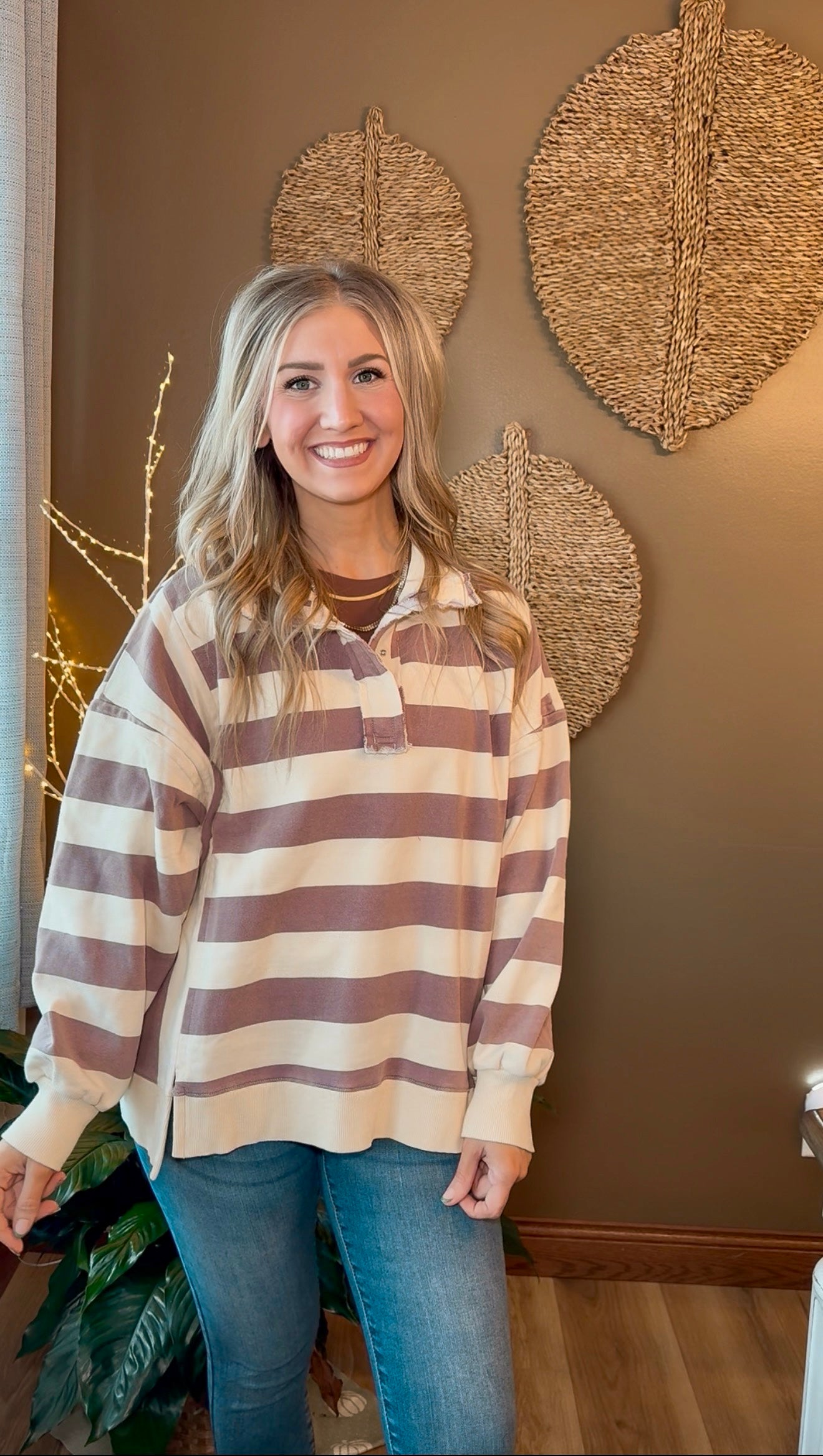 Latte Lane Striped Rugby Top