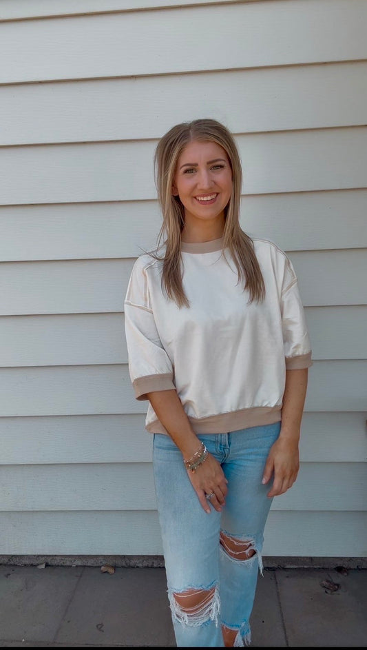 Contrast Trim Raglan Knit Top