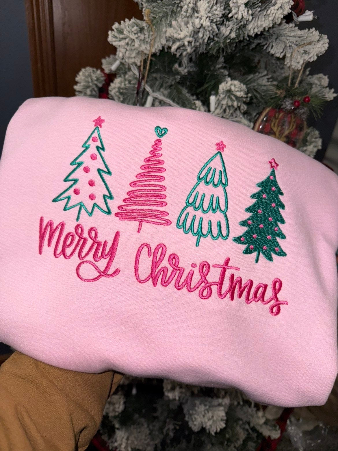 Have Yourself A Pink Christmas Embroidered Sweatshirt