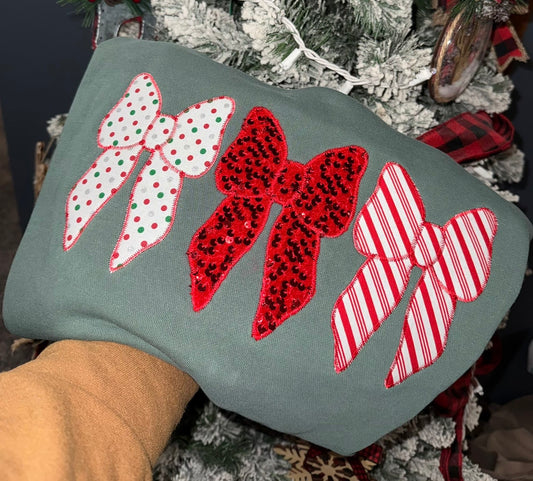 Holly Jolly Embroidered Bow Sweatshirt