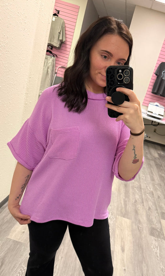 Raised Ribbed Pocket Tee