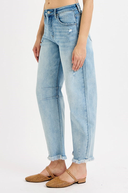 Slouchy Crop Light Barrel Jeans