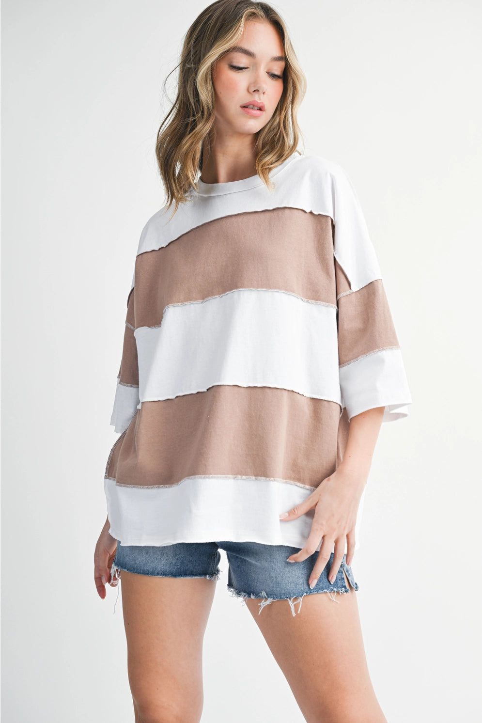 Contrast Panel Short Sleeve Top