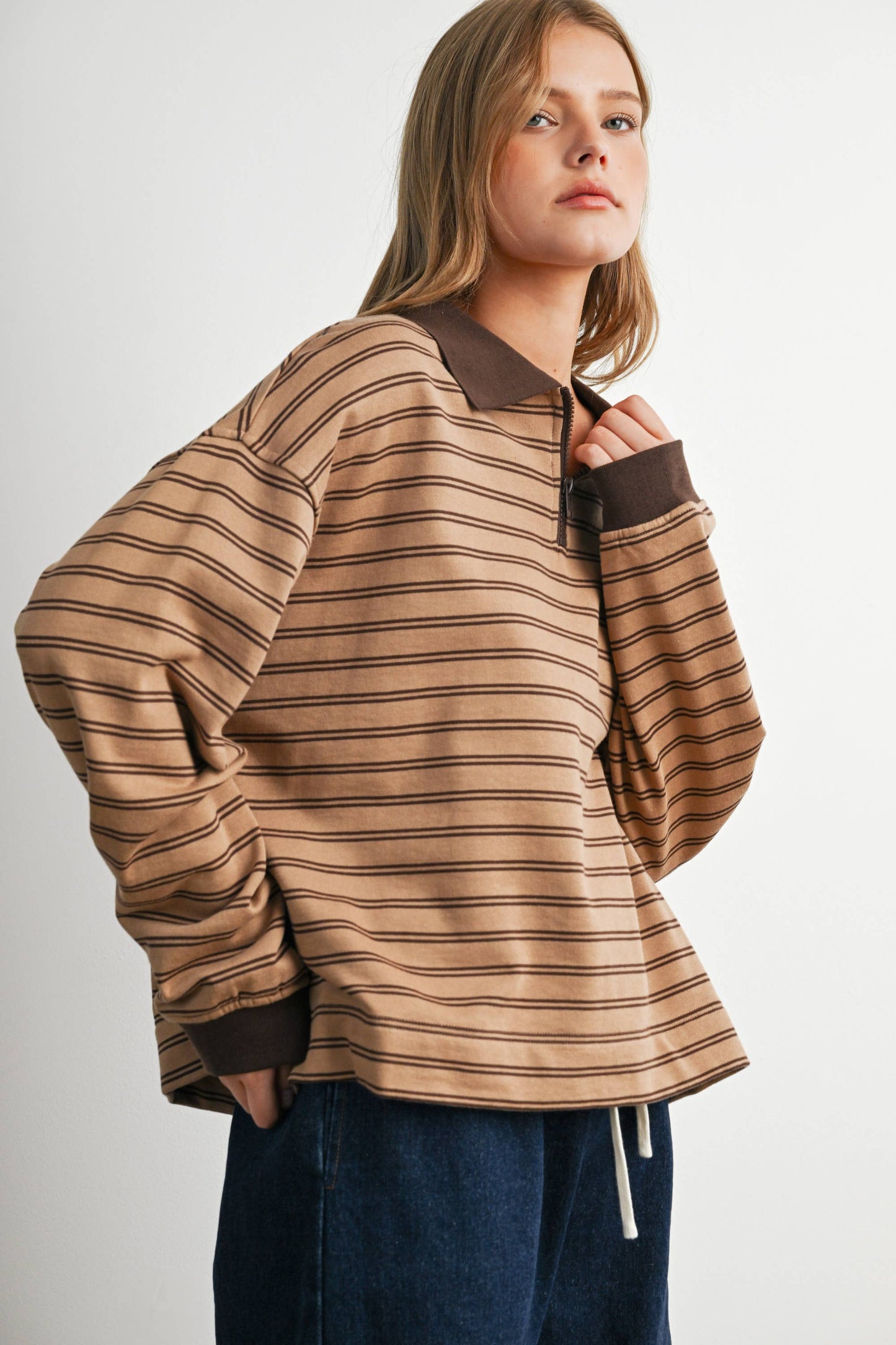 Striped Long Sleeve Polo Shirt