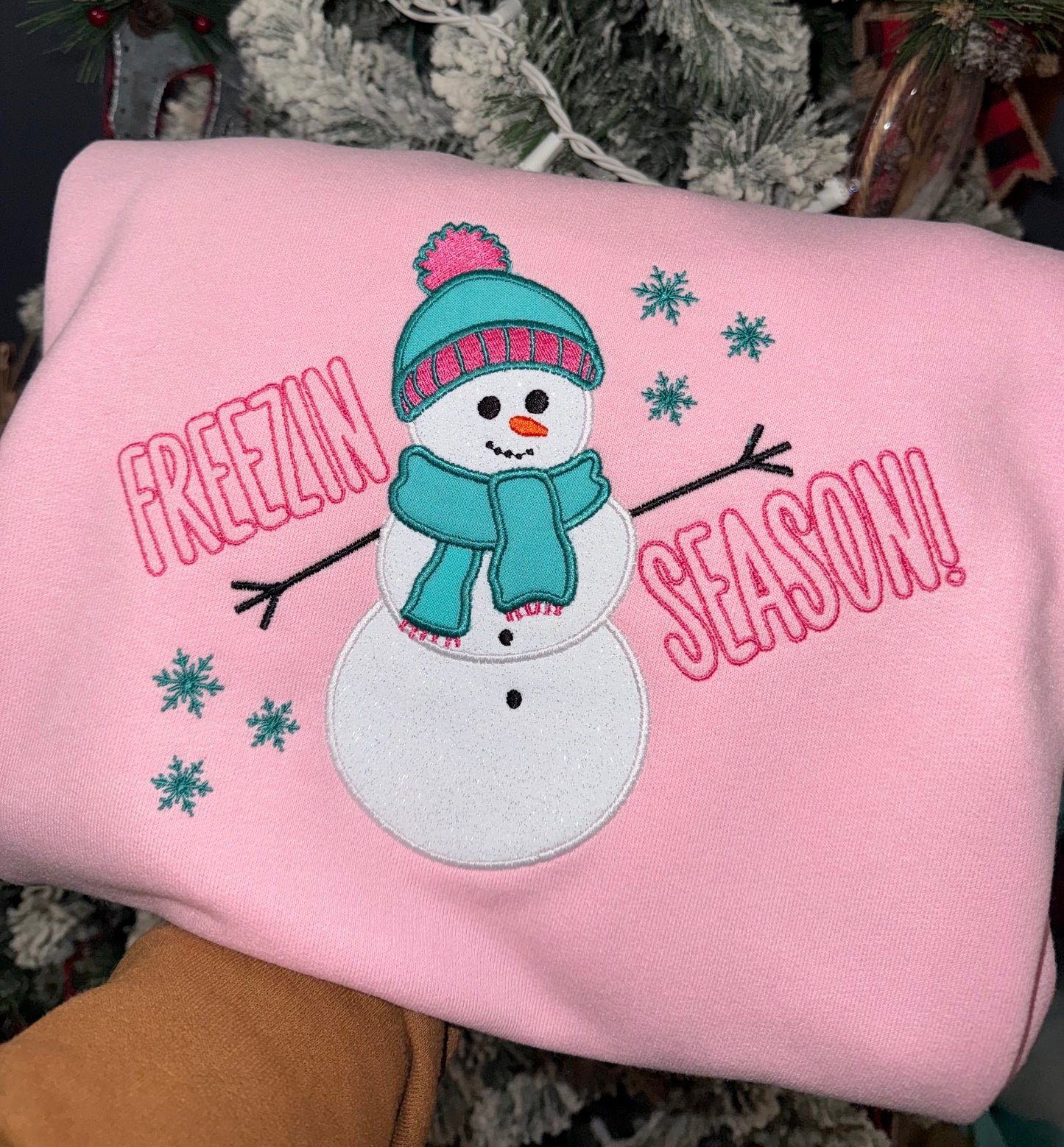 Freezin Season Winter Embroidered Sweatshirt Pullover