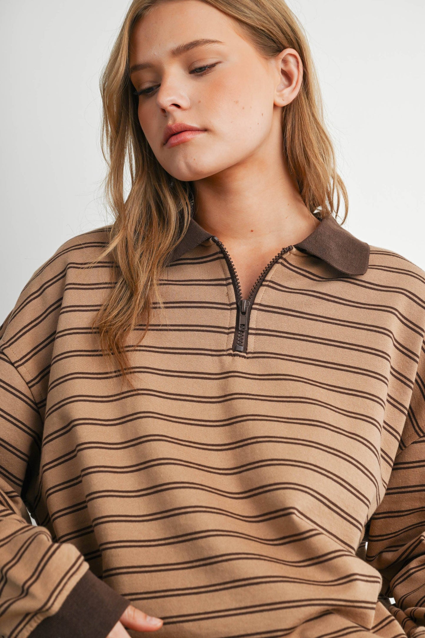 Striped Long Sleeve Polo Shirt