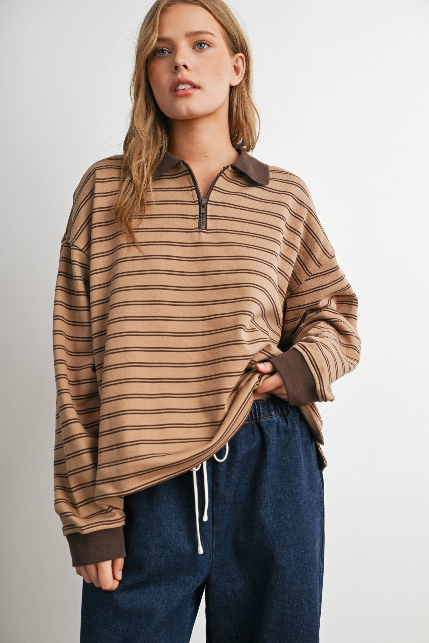 Striped Long Sleeve Polo Shirt