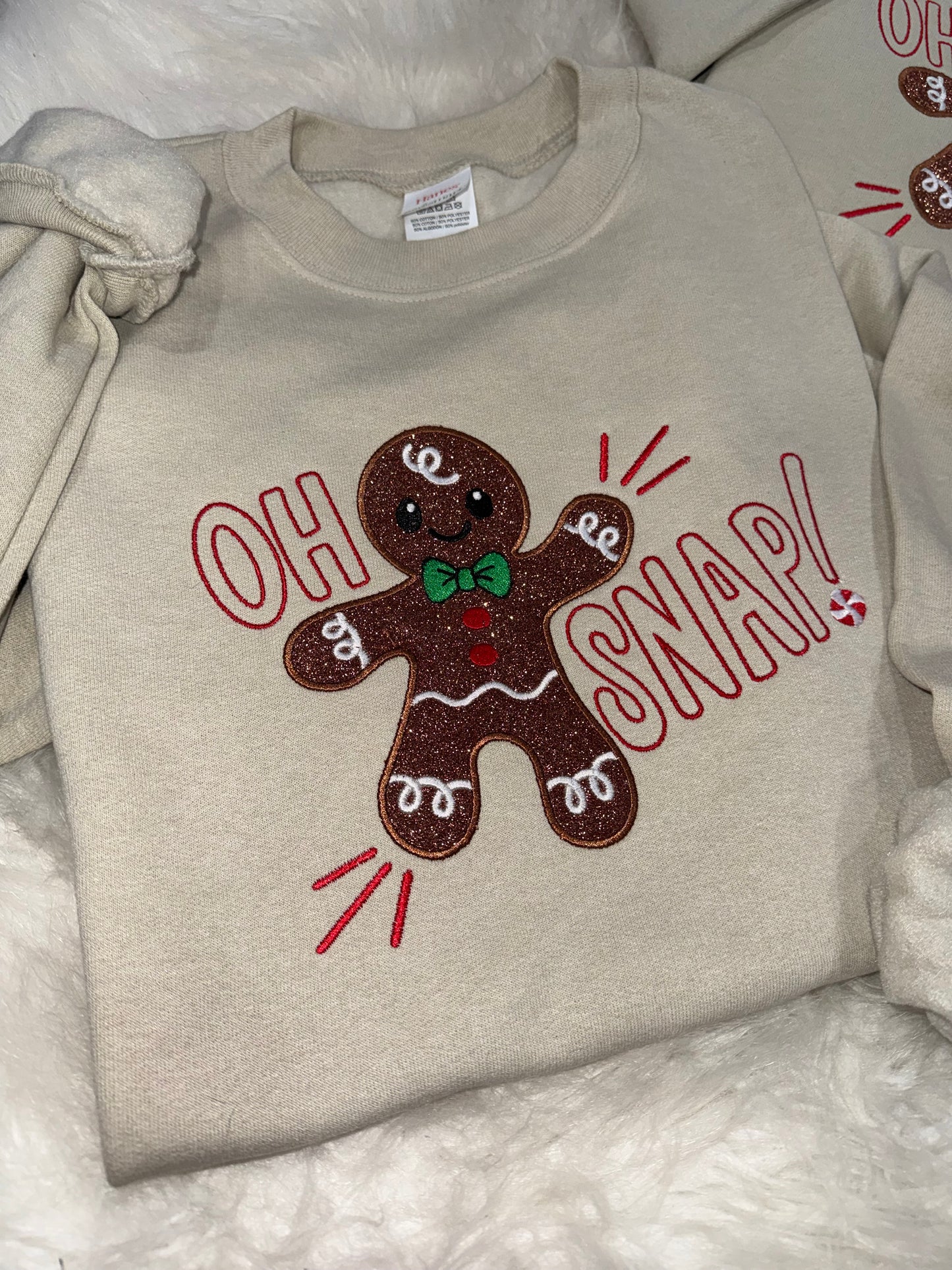 Oh Snap Christmas Gingerbread Embroidered Sweatshirt