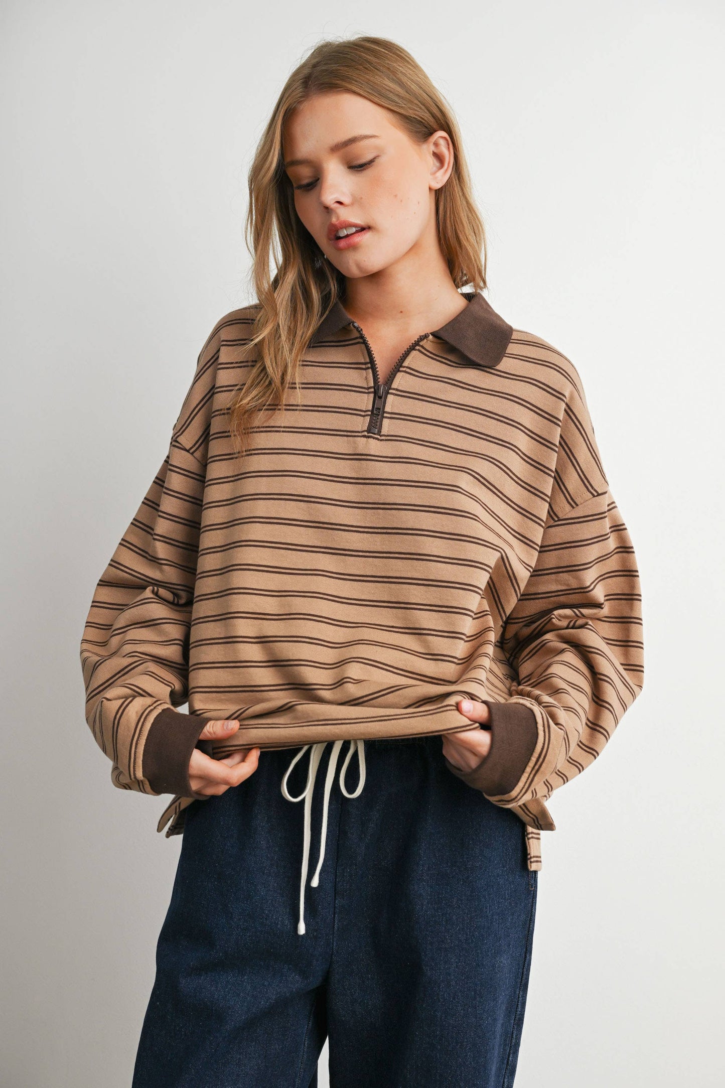 Striped Long Sleeve Polo Shirt