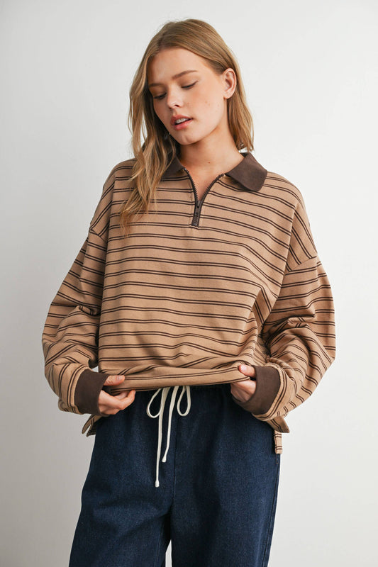 Striped Long Sleeve Polo Shirt