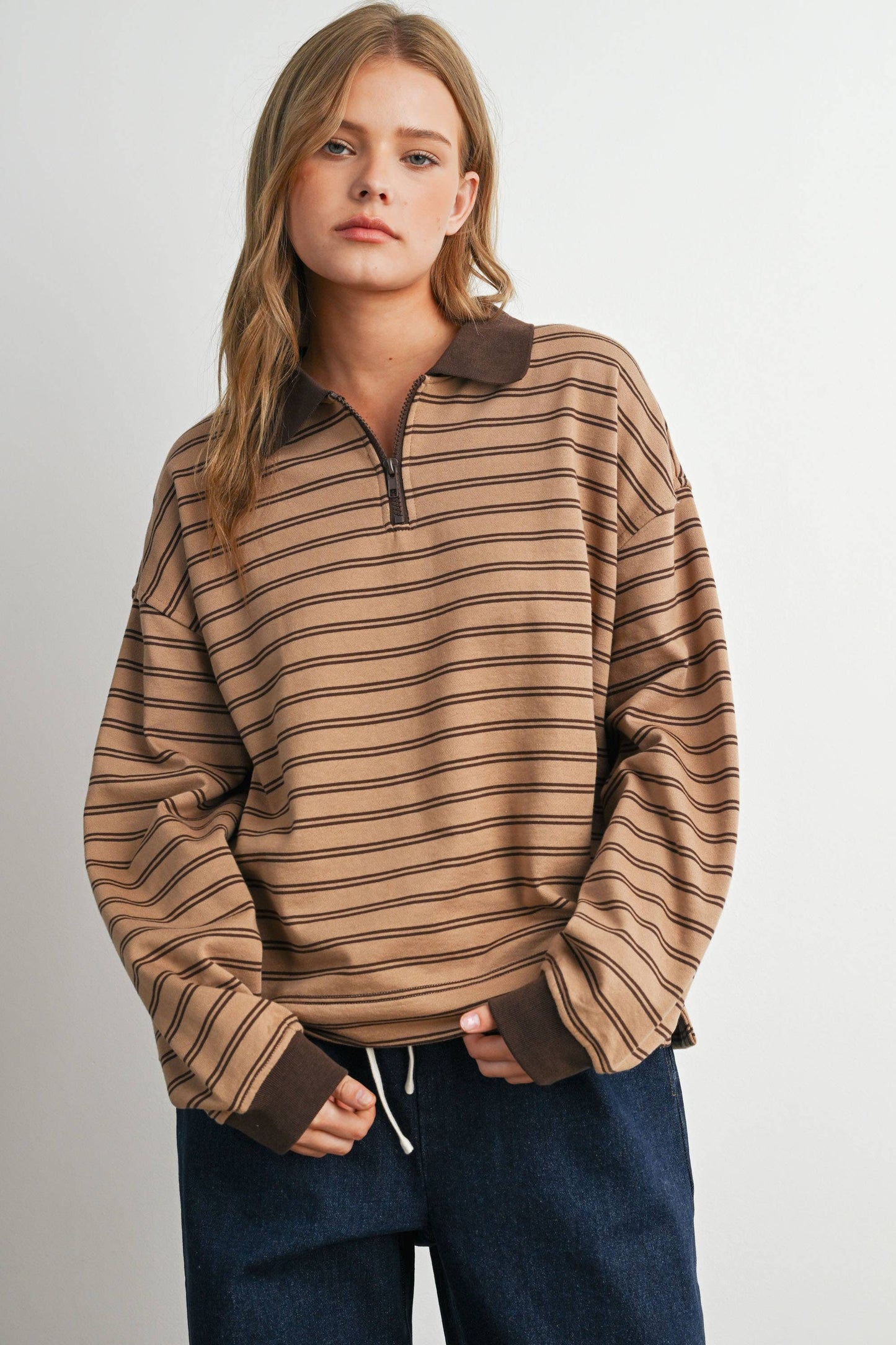 Striped Long Sleeve Polo Shirt