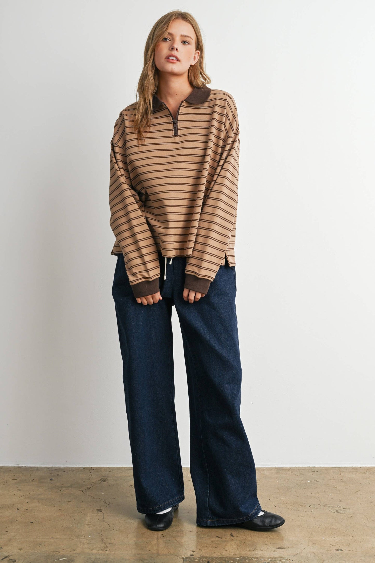 Striped Long Sleeve Polo Shirt