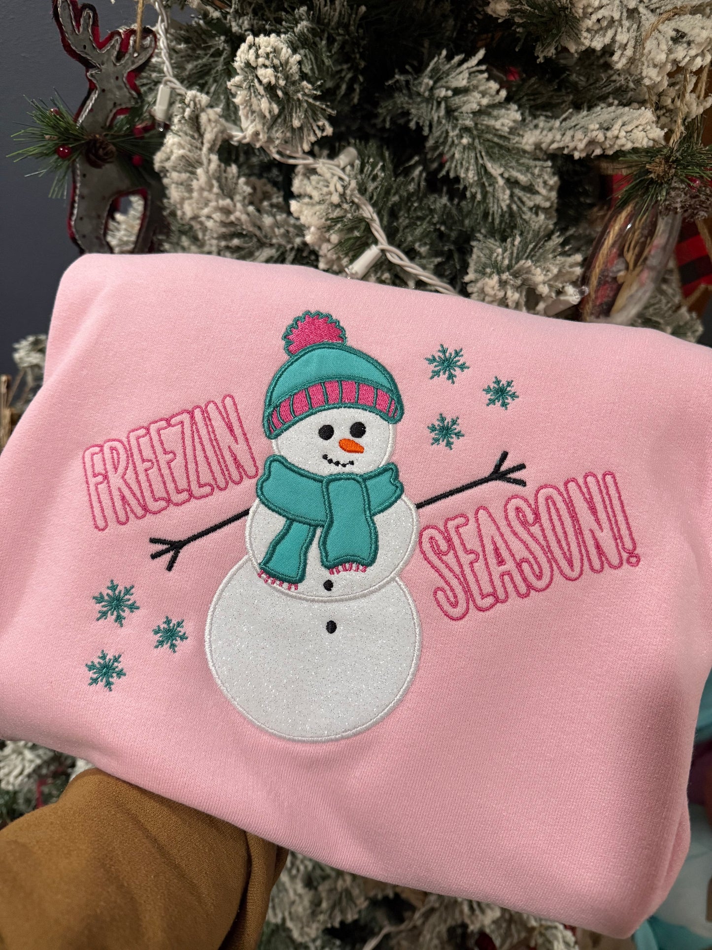 Freezin Season Winter Embroidered Sweatshirt Pullover