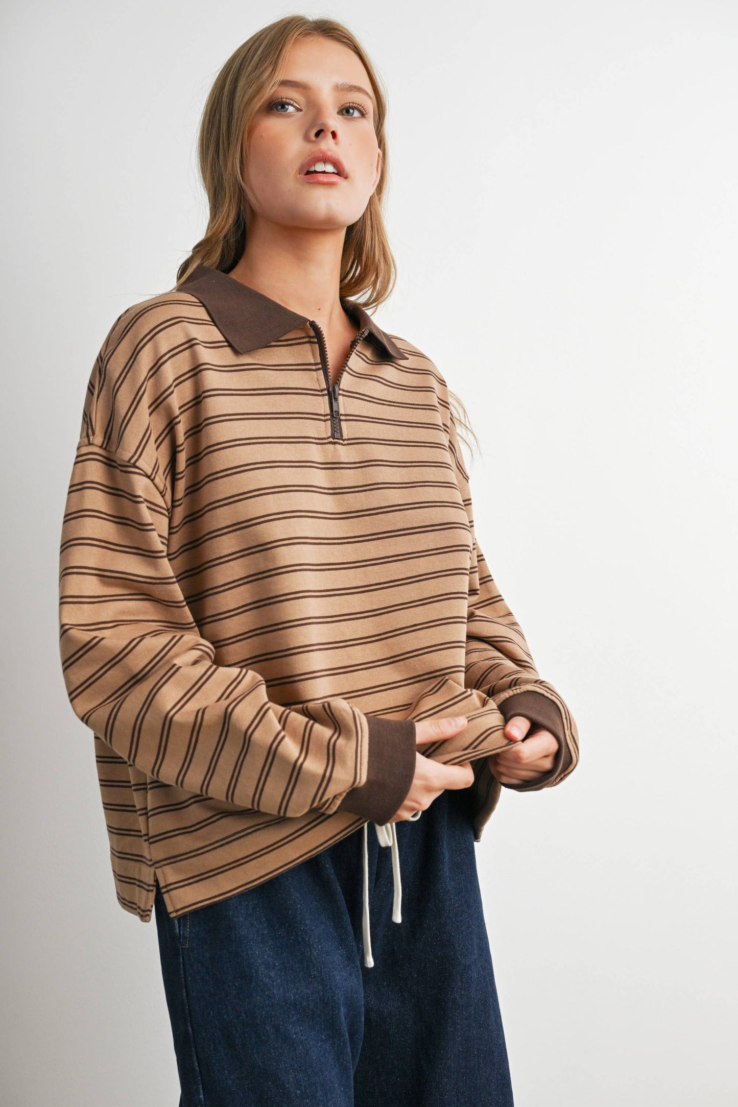 Striped Long Sleeve Polo Shirt