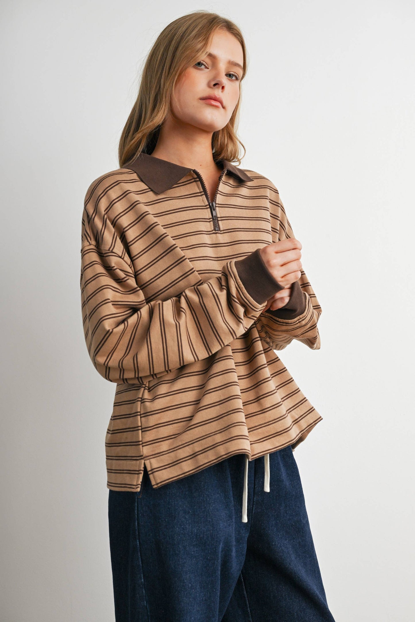Striped Long Sleeve Polo Shirt