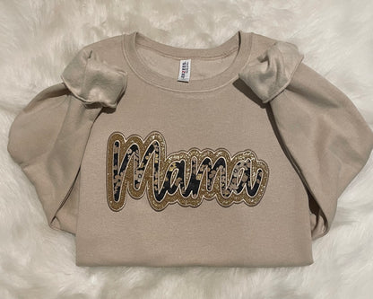 Mama Floral Glitter Crewneck