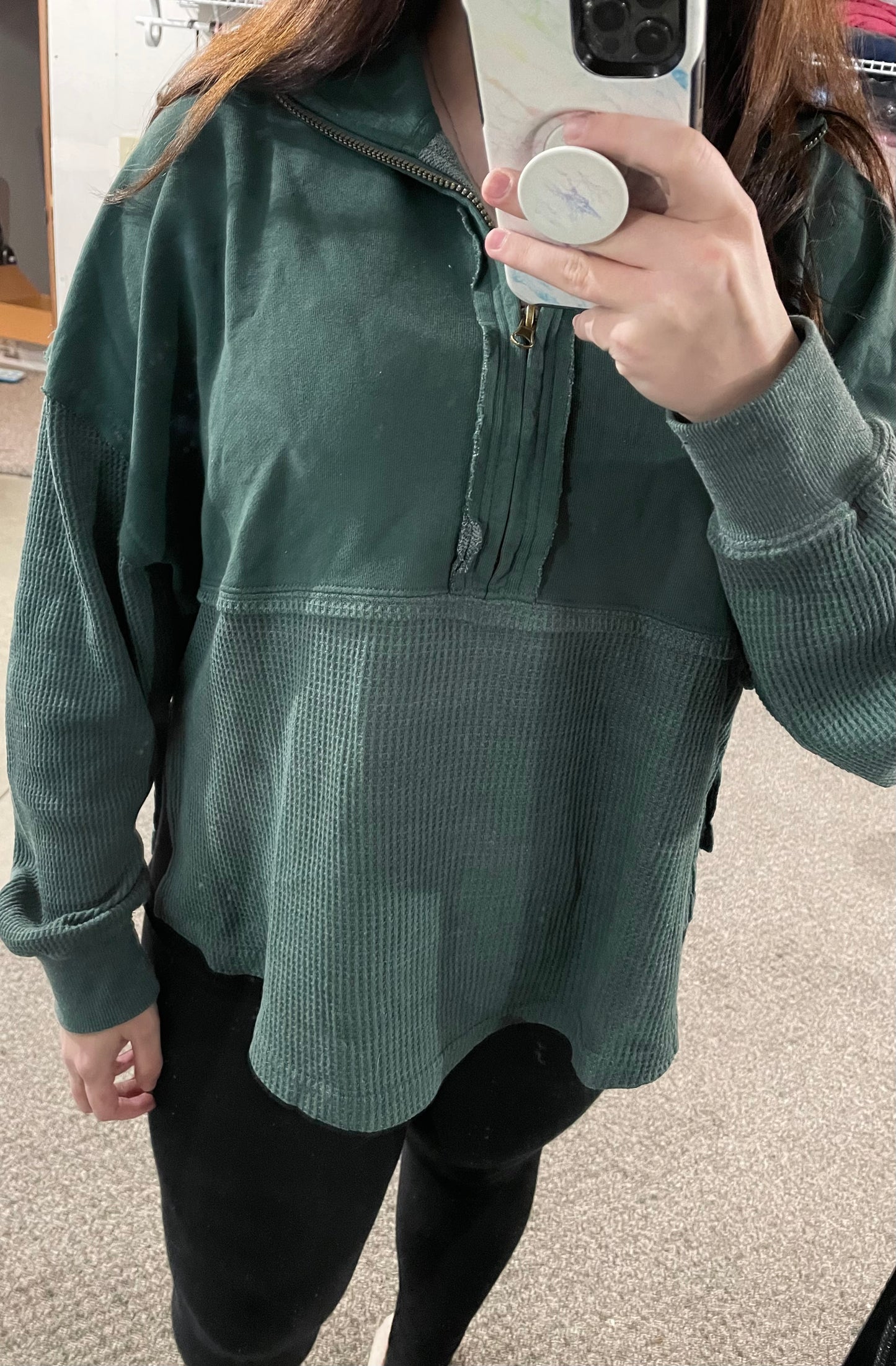 Emerald Waffle Quarter Zip