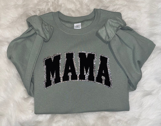 Leopard glitter mama crew