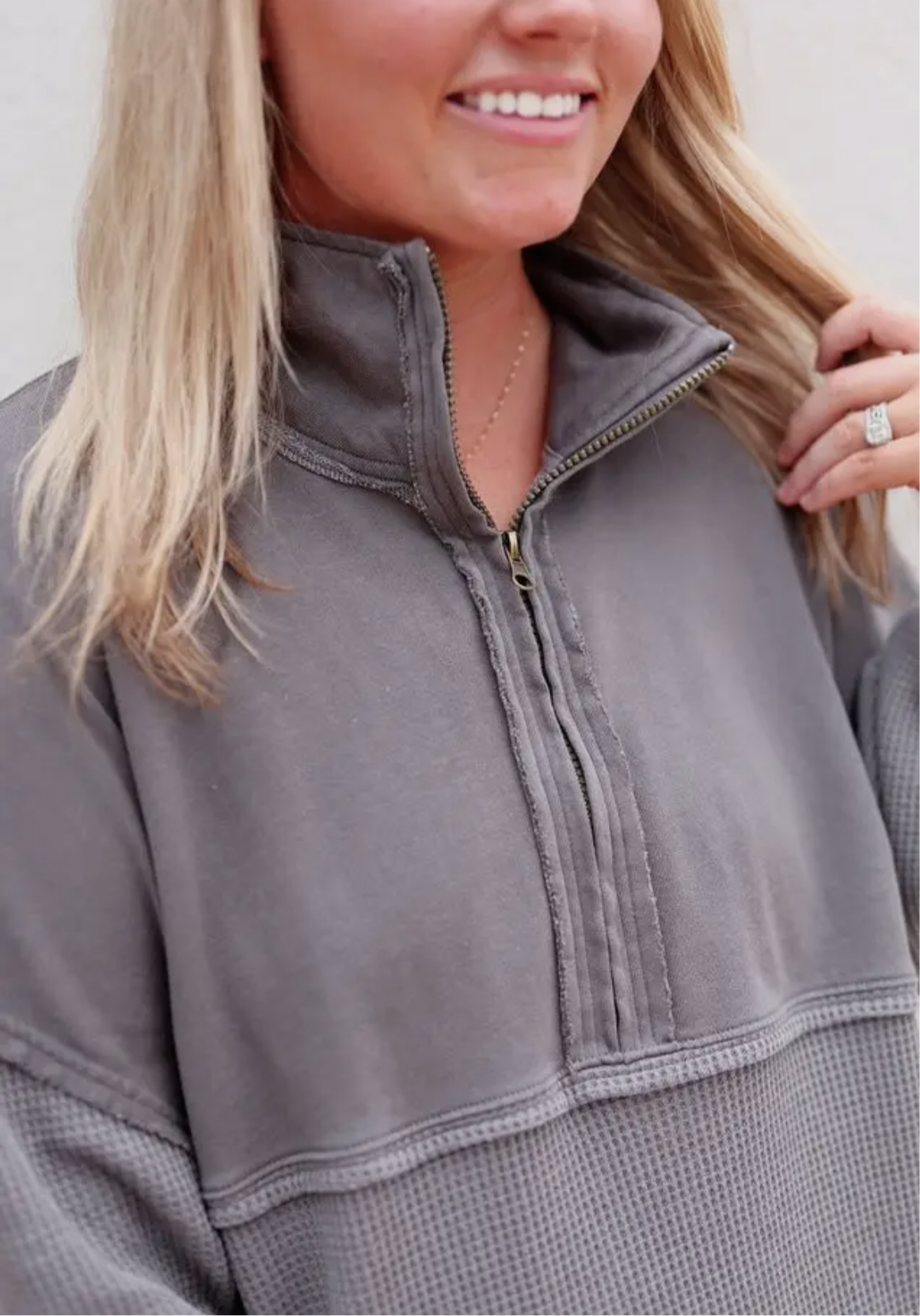 Charcoal Waffle Quarter Zip