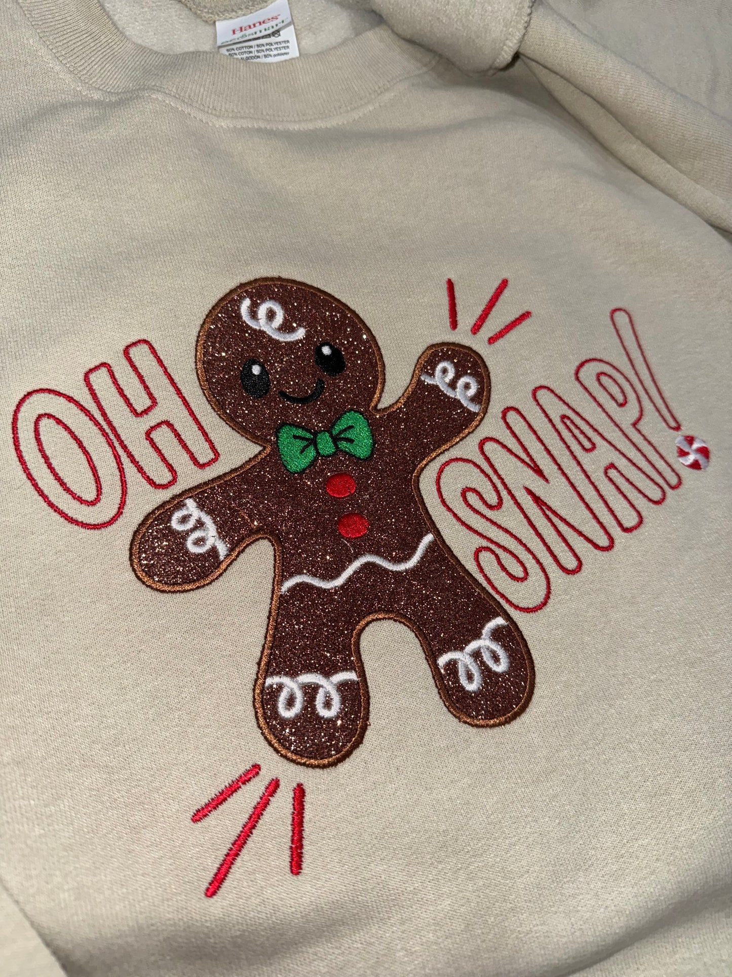 Oh Snap Christmas Gingerbread Embroidered Sweatshirt