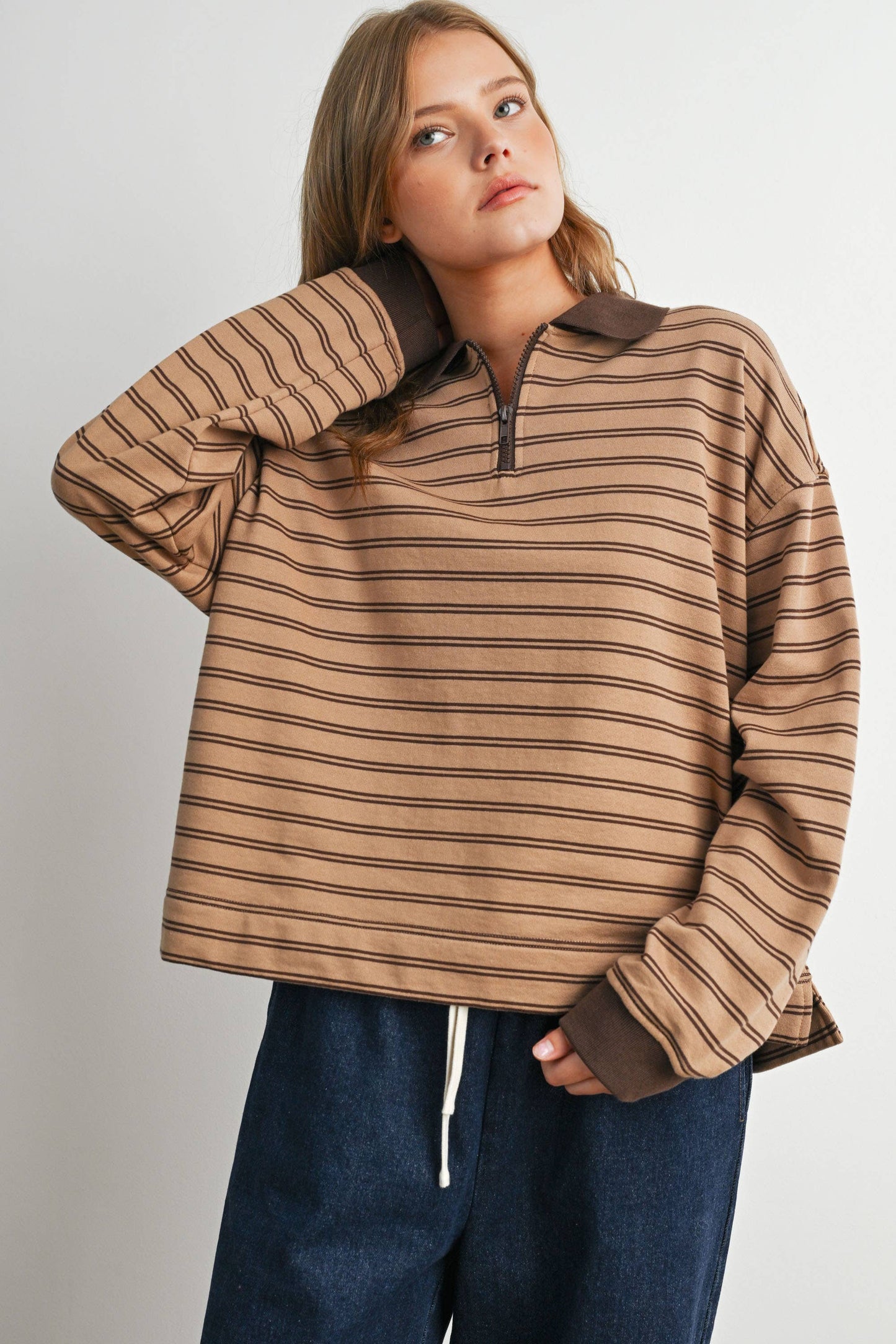 Striped Long Sleeve Polo Shirt