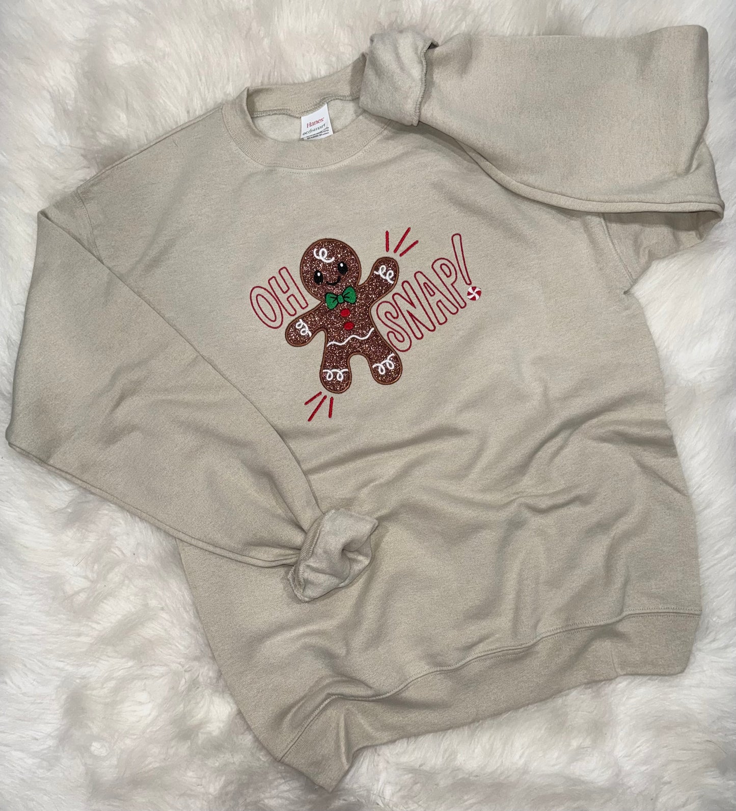 Oh Snap Christmas Gingerbread Embroidered Sweatshirt