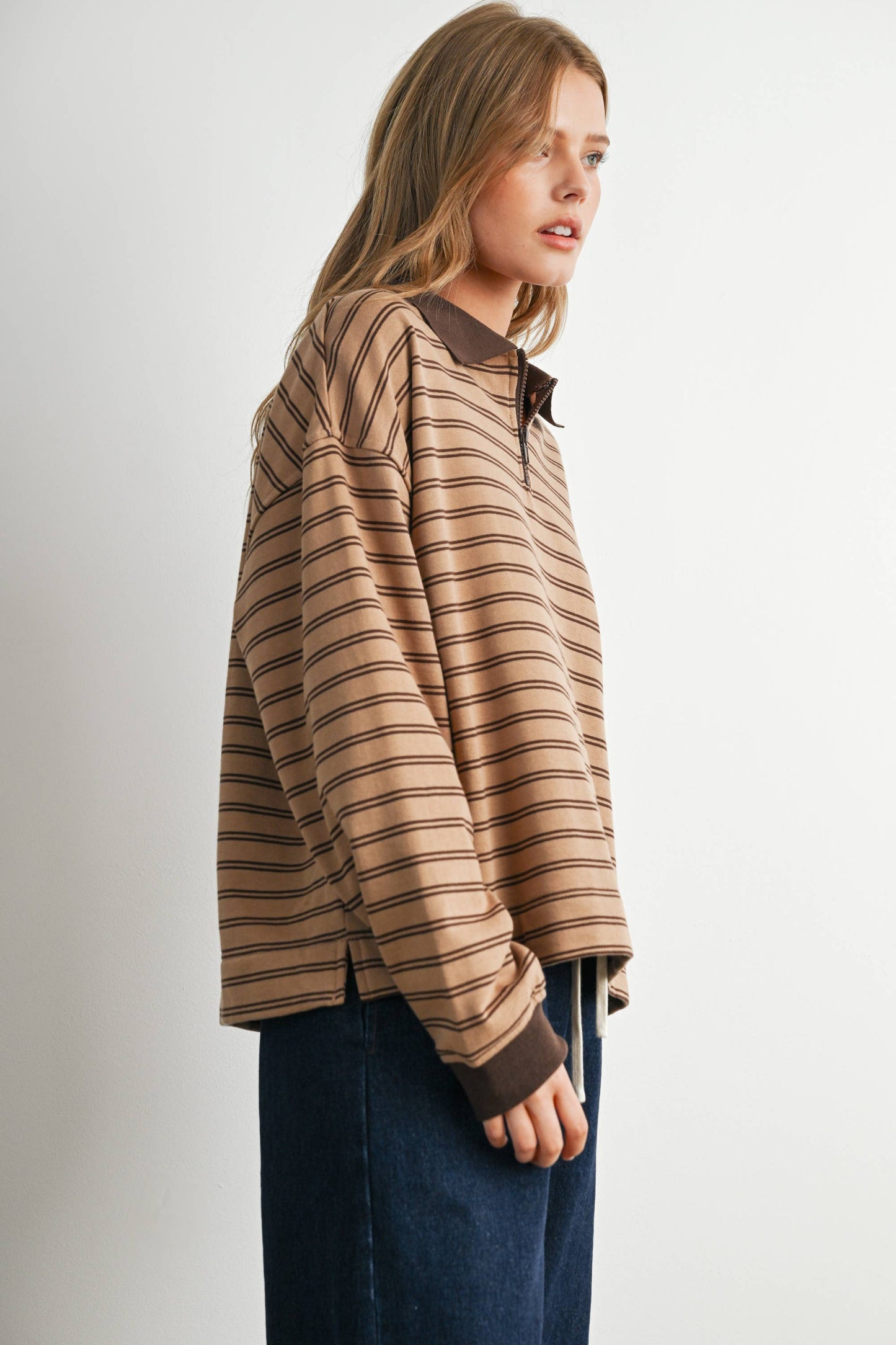 Striped Long Sleeve Polo Shirt
