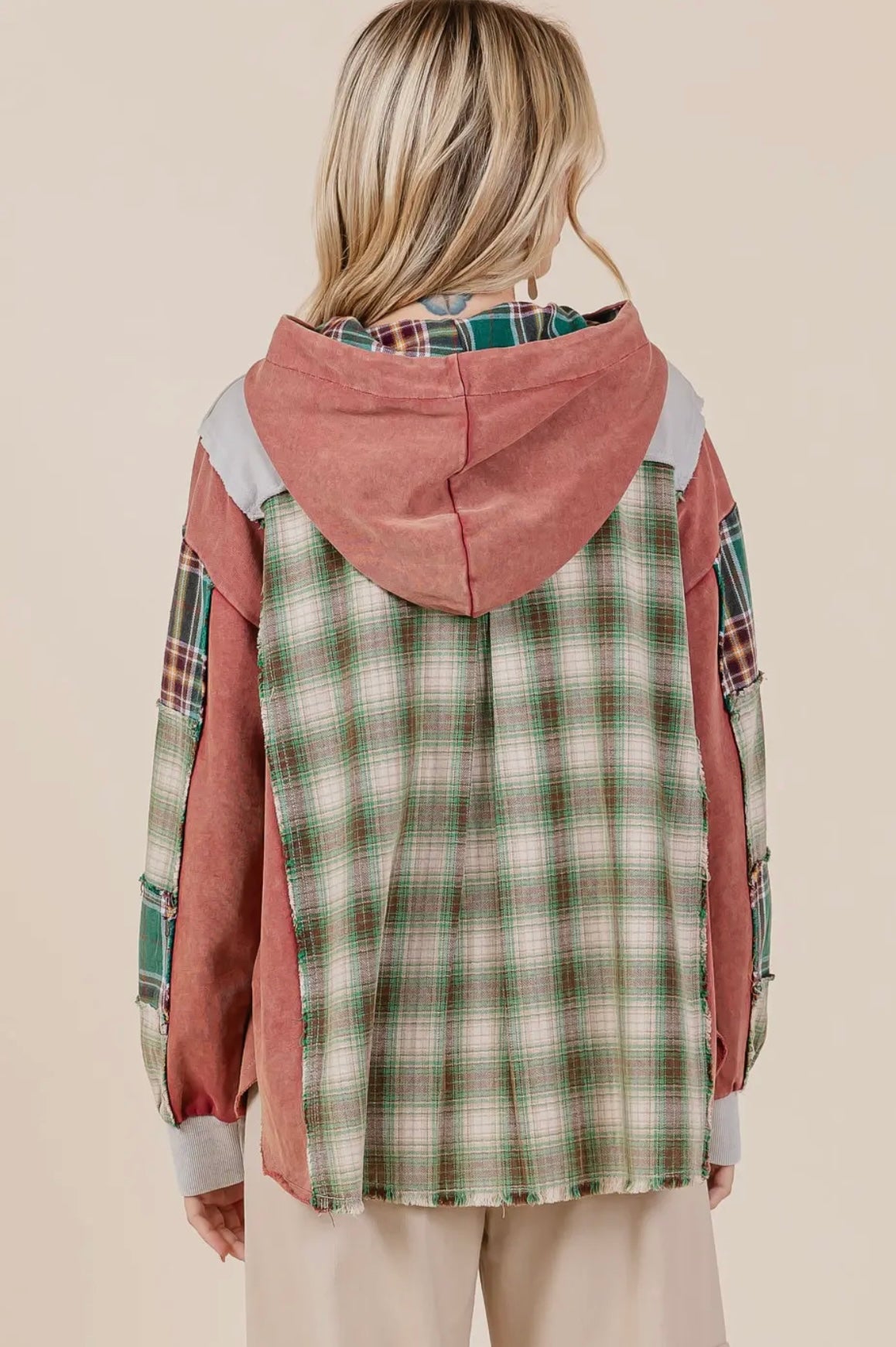 Plaid Patchwork Hoodie