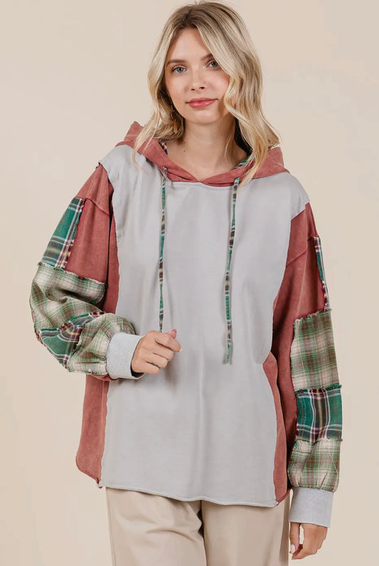 Plaid Patchwork Hoodie