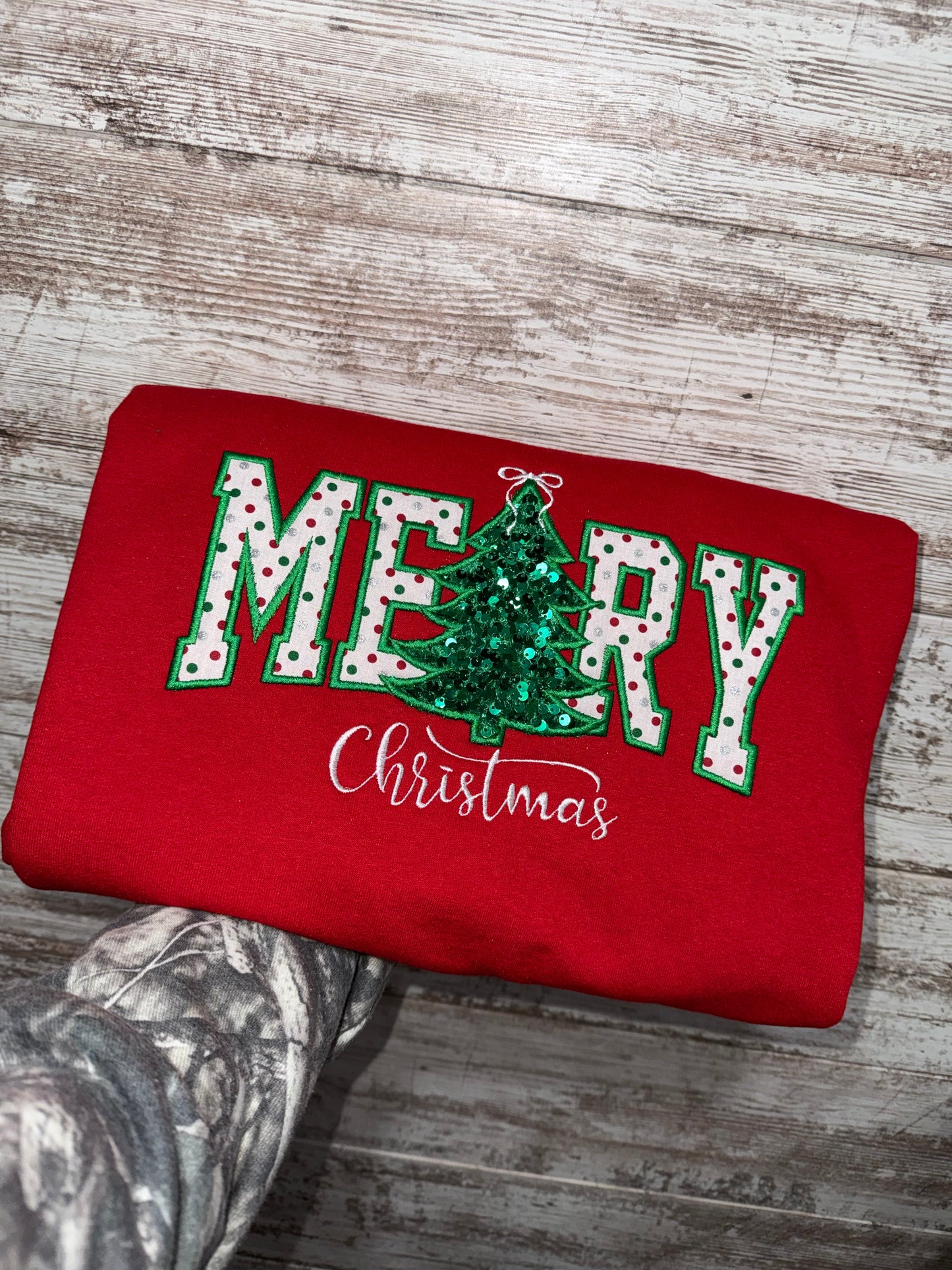 Merry Christmas Tree Embroidered Sweatshirt