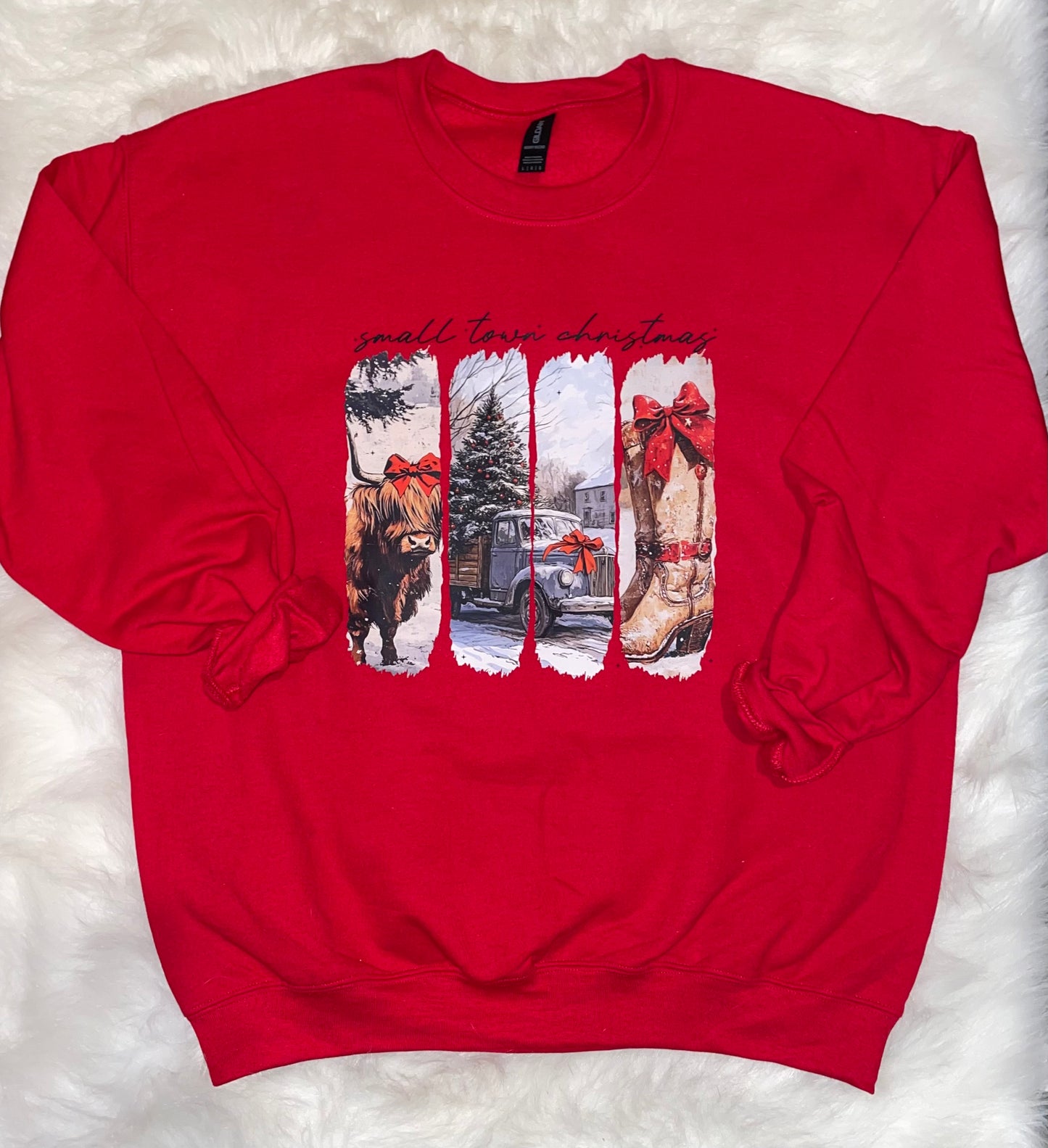 Red Small Town Christmas Crewneck