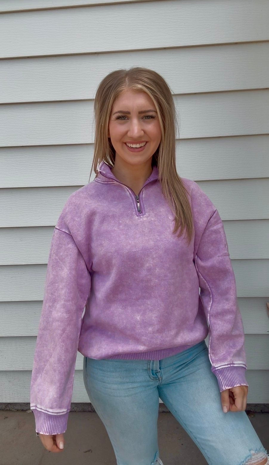 Acid Wash Half Zip Pullover