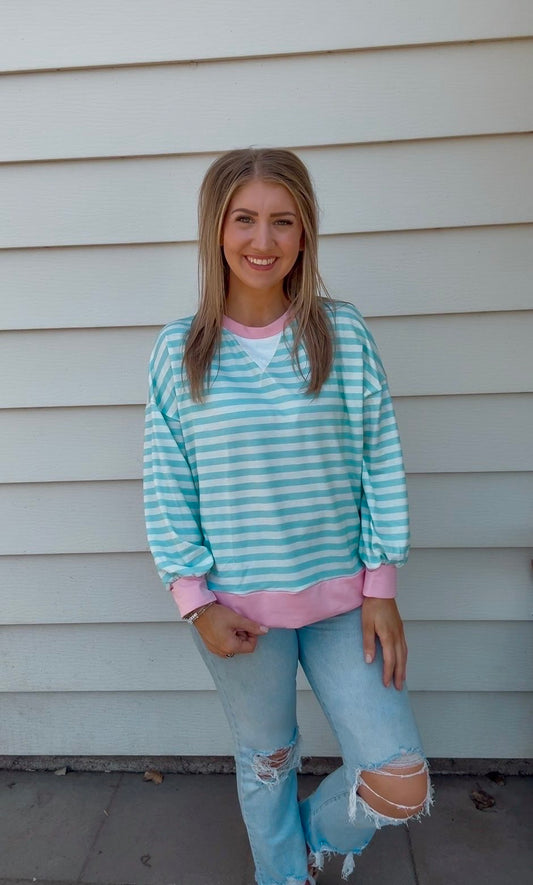 Loose Fit French Terry Pullover Top