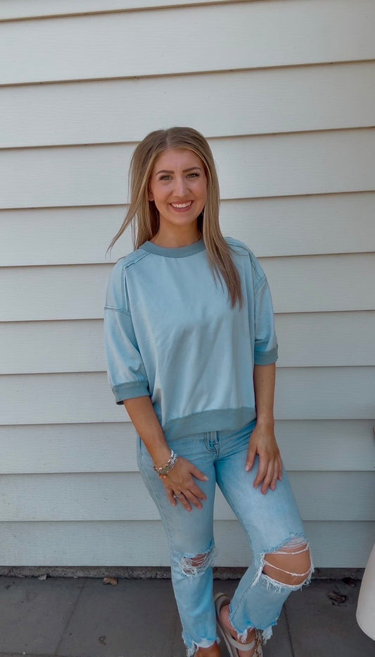 Contrast Trim Raglan Knit Top