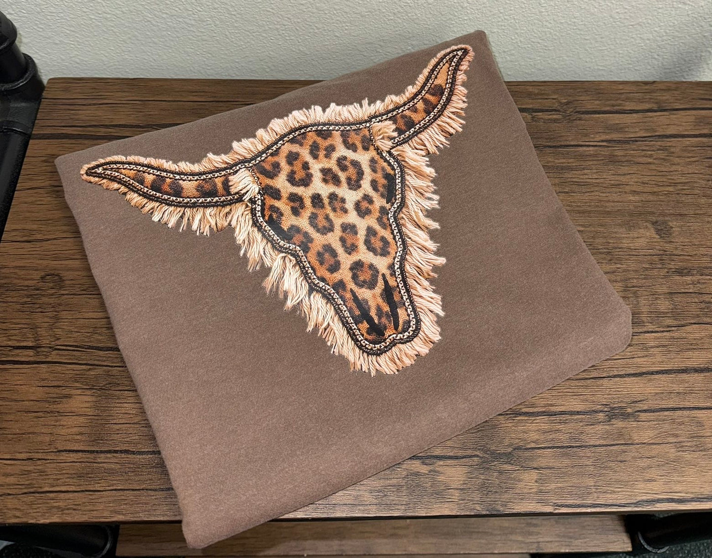 Leopard Fringe Cow Skull T-Shirt