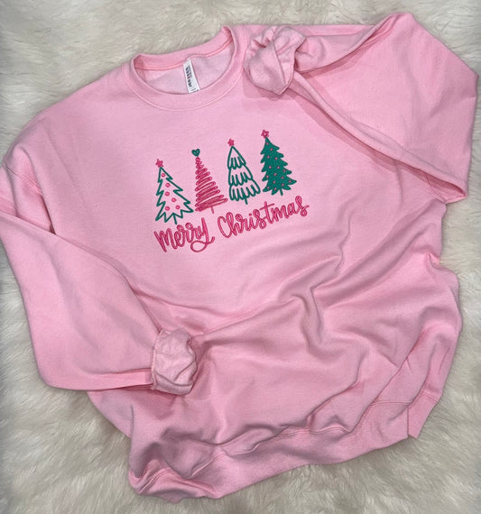 Have Yourself A Pink Christmas Embroidered Sweatshirt
