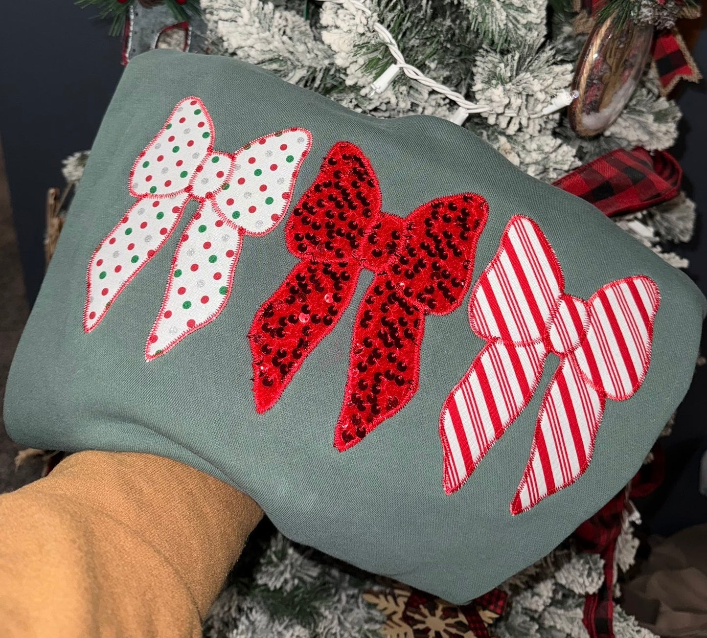 Holly Jolly Embroidered Bow Sweatshirt