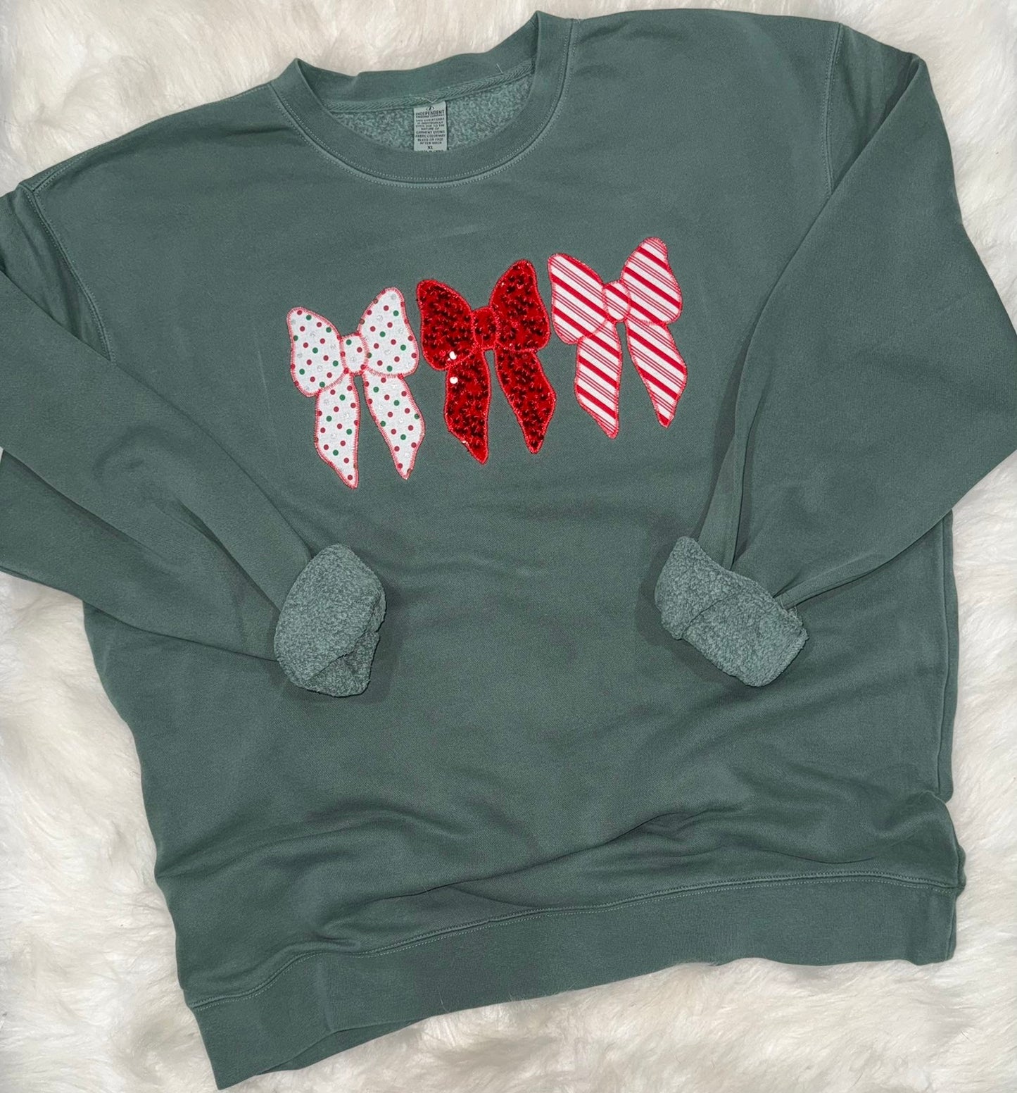 Holly Jolly Embroidered Bow Sweatshirt