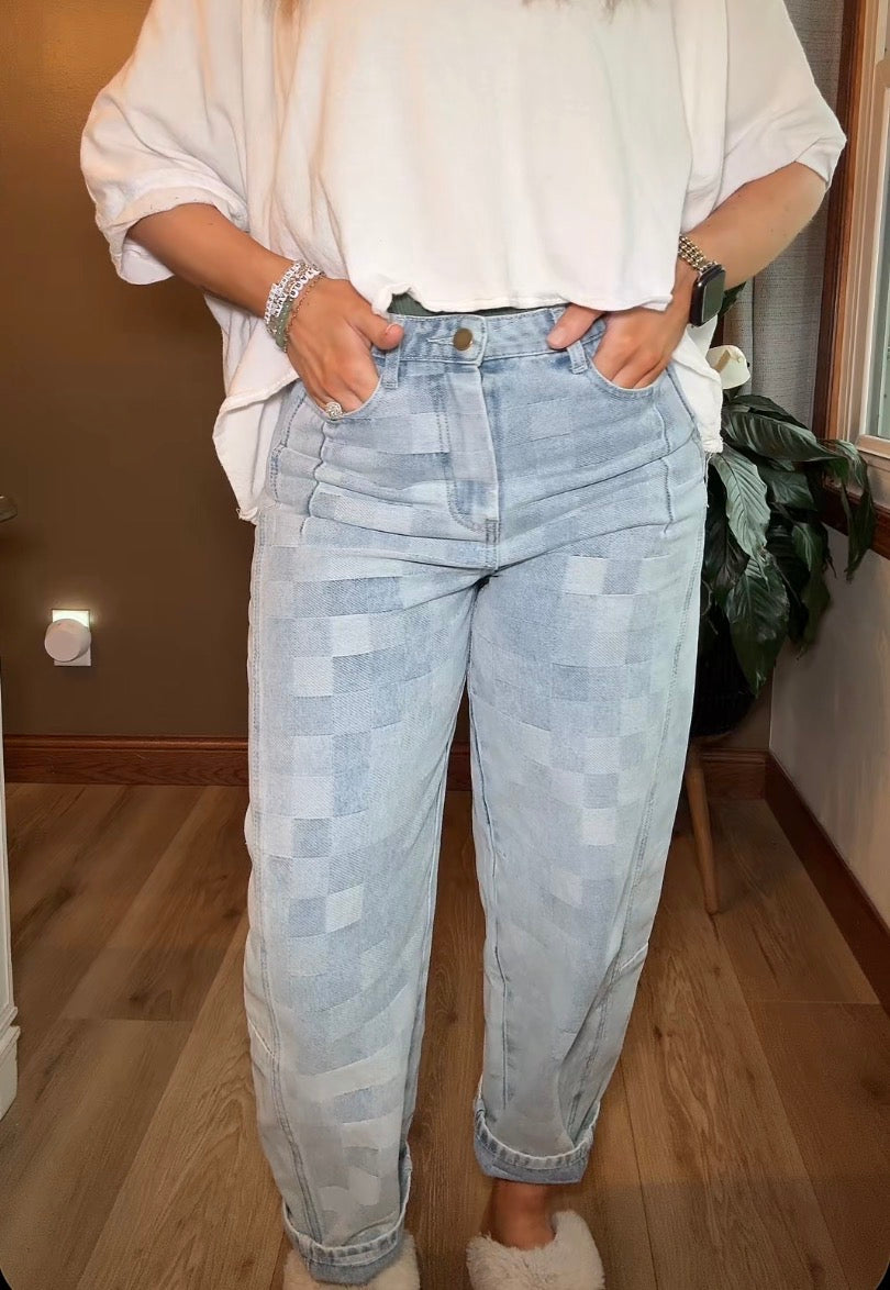 Checker in Barrel Denim