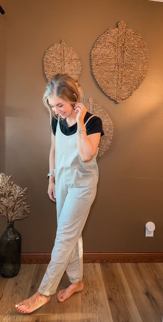 Washed Spaghetti Strap Overalls