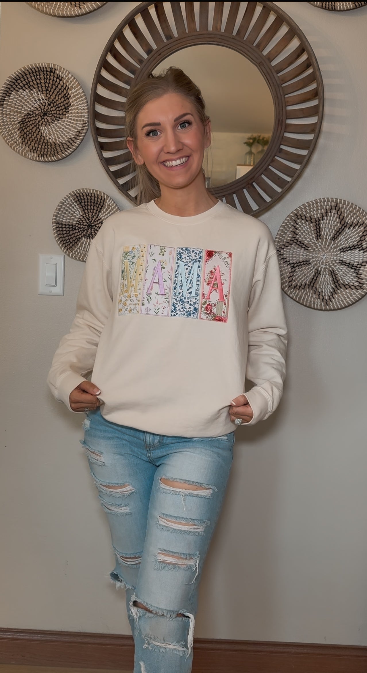 MAMA Floral Patch Crewneck