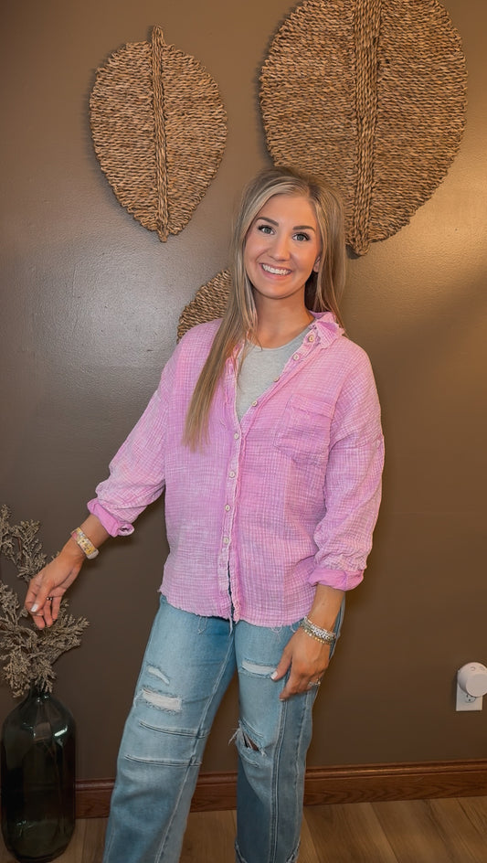 Mineral Washed Gauze Button Down