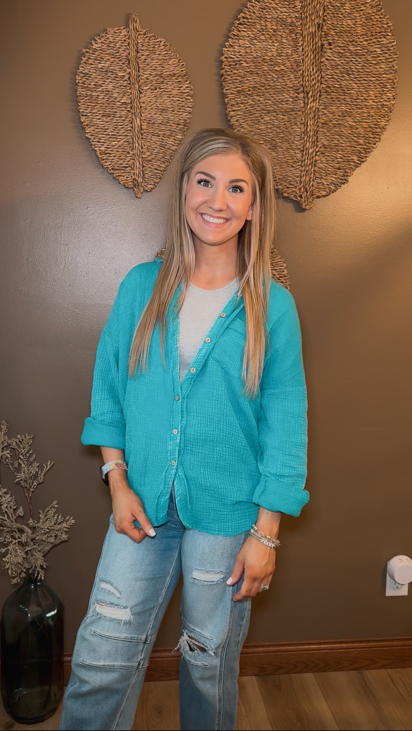 Mineral Washed Gauze Button Down